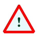 Red triangle with exclamation mark, signaling attention or caution