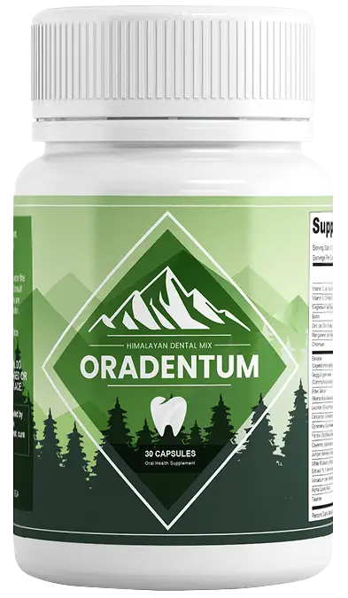 Oradentum Himalayan Dental Mix oral health supplement bottle with 30 capsules